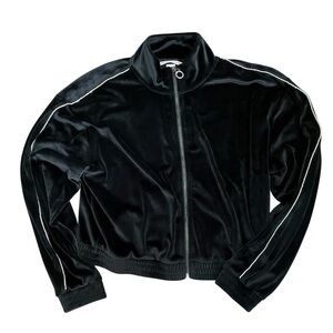 Victoria’s Secret Jacket M Black Velour Rhinestone Sleeve, Retro 80s Y2K Style